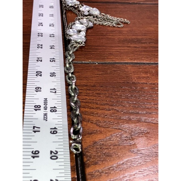 Crystal Victorian Style Gun Metal Gray Chain Statement 19 7/8 Inch Necklace! - Picture 7 of 8